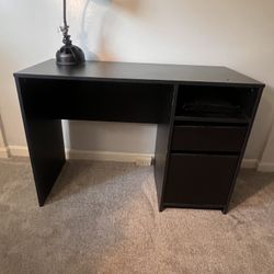 Black simple desk, two drawers