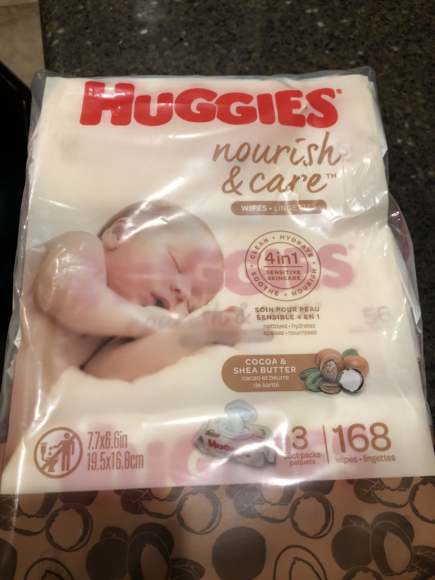 Pack of 3: Huggies Nourish & Care Wipes with Shea Butter & Cocoa