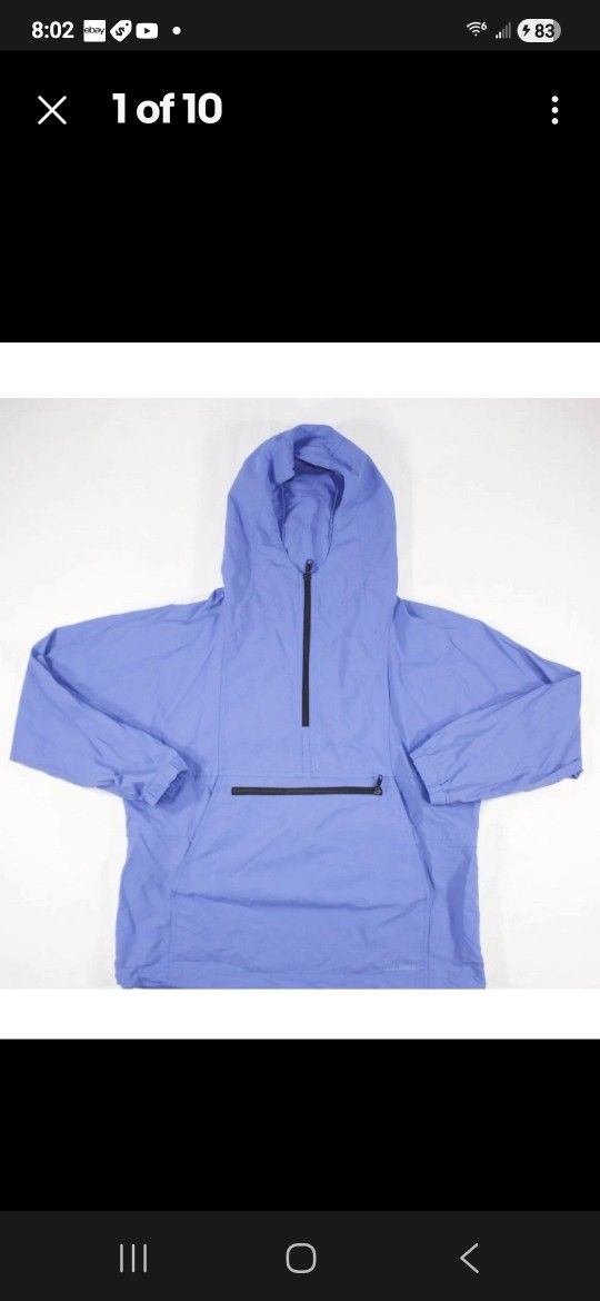 Vintage L.L. Bean Anorak Windbreaker Light Jacket Sz Medium Blue Womens Petite