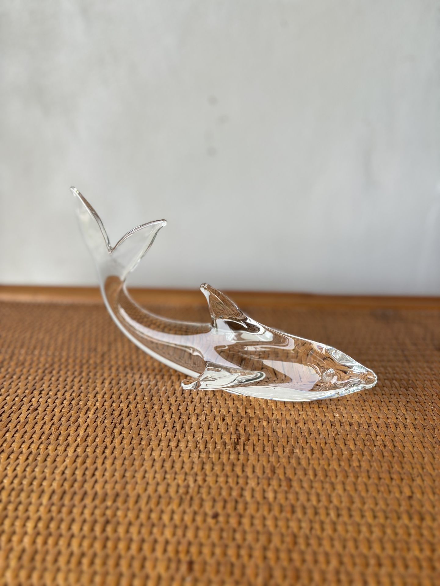 Vintage Crystal Dolphin Art Paperweight