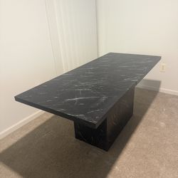 Faux Black Marble Pedestal Dining Table ‘71