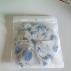 White With Blue Flowers Scrunchie/Hair Tie