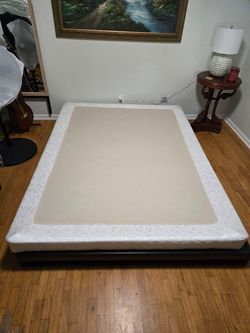 Queen Bed frame, mattress, low profile box spring