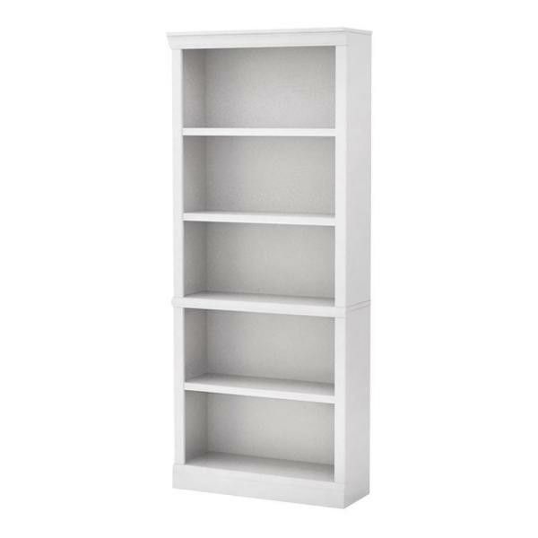 72 in. White Wood 5-Shelf Standard Bookcase