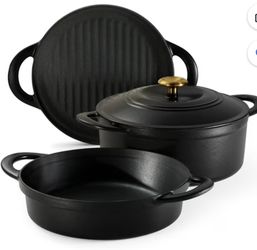 Black Enameled Cast Iron Cookware Set - New in Box