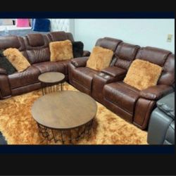 *Weekend Special!!!*---Stunning Santiago Brown Leather Reclining Sofa/Loveseat Sets---Only $1099!!!---Delivery And Financing🤠