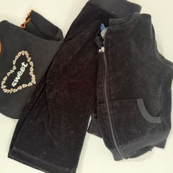 Black Velvet Lounge Set Girls Three-Piece Size 2T