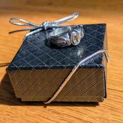 💍✨Natural Citrine Three Stone Ring 925 Sterling Silver SIZE 7
