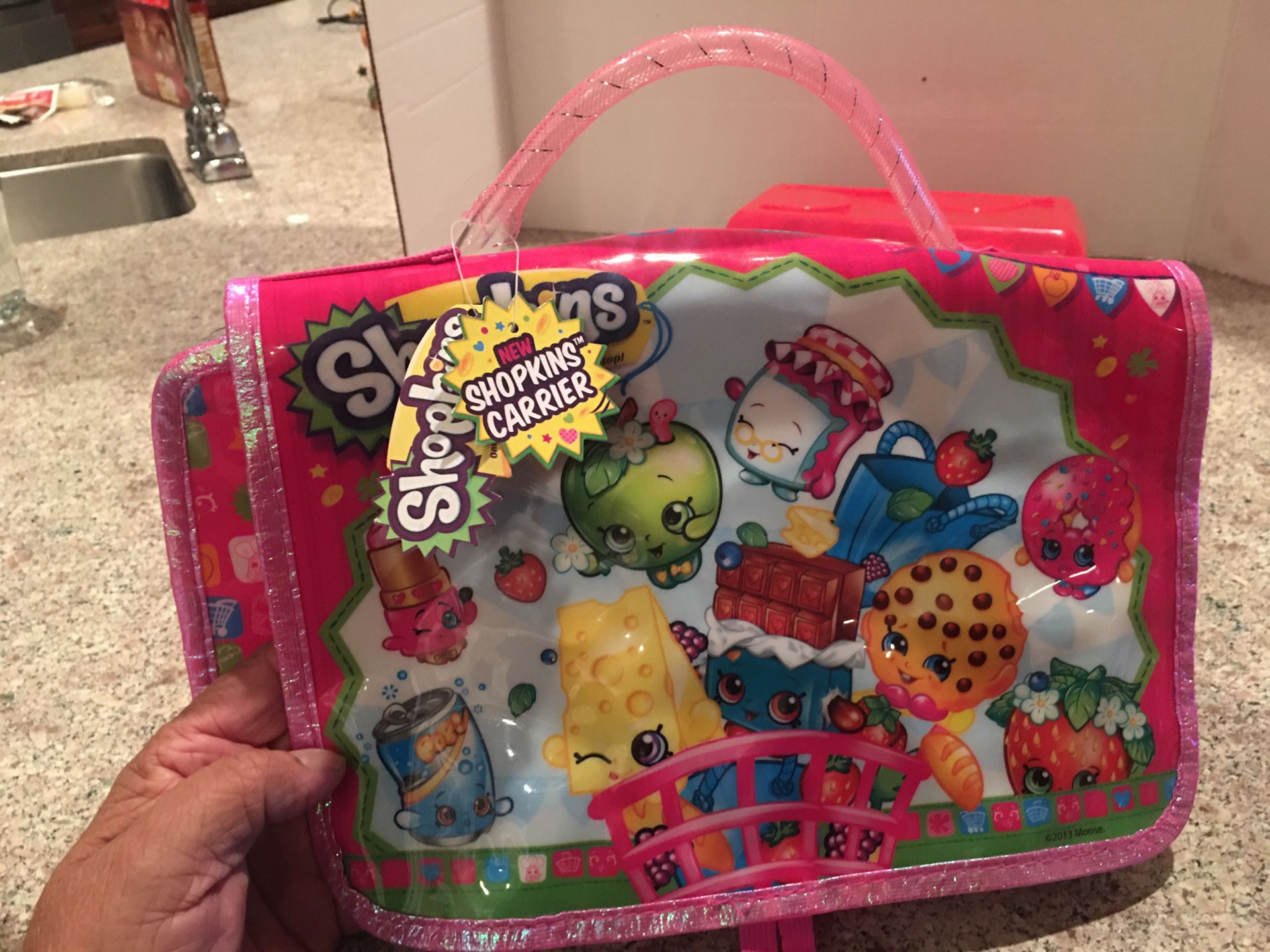 SHOPKINS CARRIER! Large Plastic pouch with zipper and many knit pouches! HOLDS ALOT OF SHOPKINS!!!!