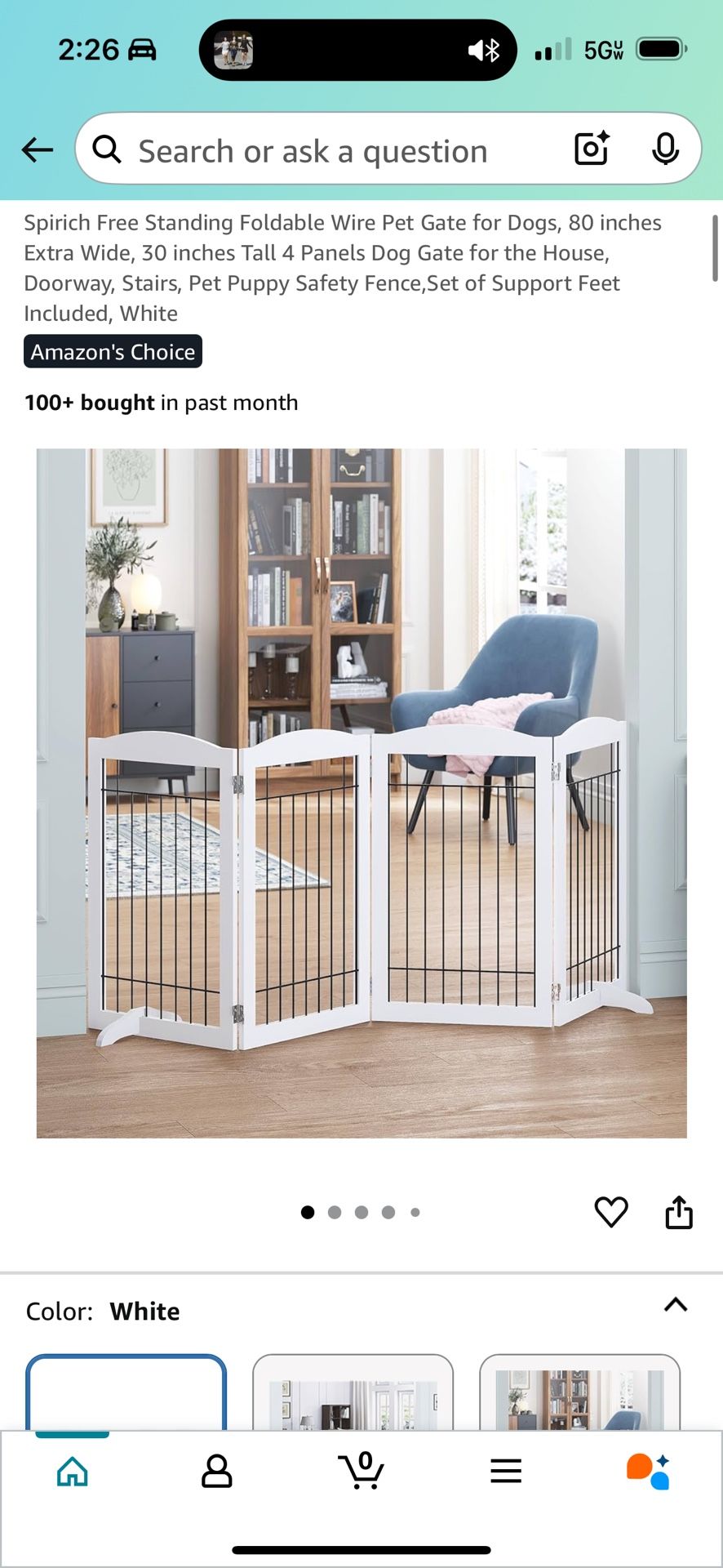 Spirich Free Standing Foldable Wire Pet Gate for Dogs, 80 inches Extra Wide, 30 inches Tall 4 Panels Dog Gate for the House, Doorway, Stairs, Pet Pupp