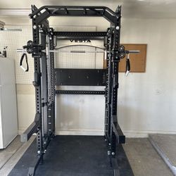 PRO SERIES Ultimate 3-1 Half Rack Functional Trainer w/Smith Machine Bar | 400lb Stack | Gym Equipment | Fitness | Commercial | Squat Rack 
