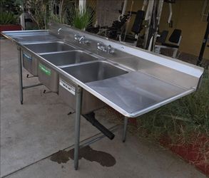 Commercial 3 Compartment Stainless Steel Sink - 9ft
