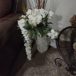 Silver  tall Glass Vase