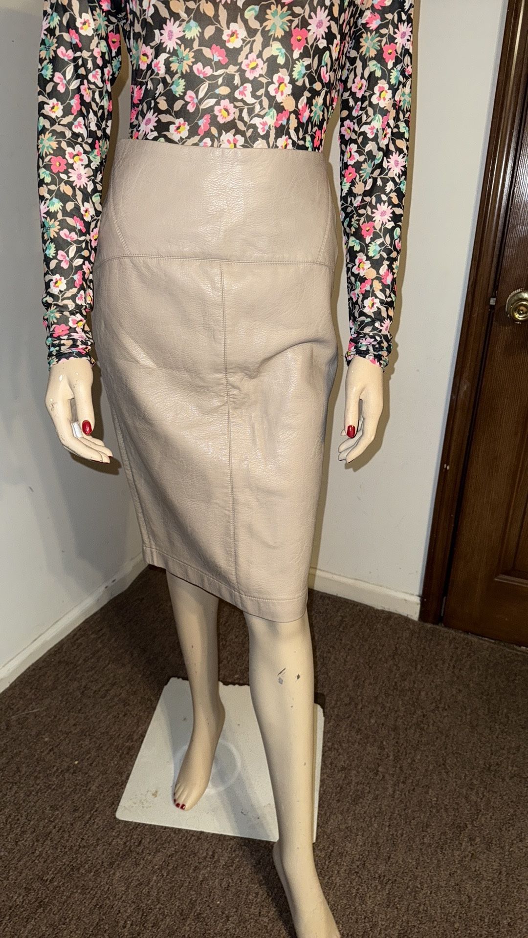 Pencil Faux Leather Skirt