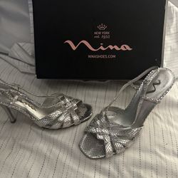 Women's Silver Heels: Nina