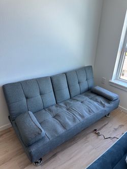 Gray Tufted Futon Sofa Bed