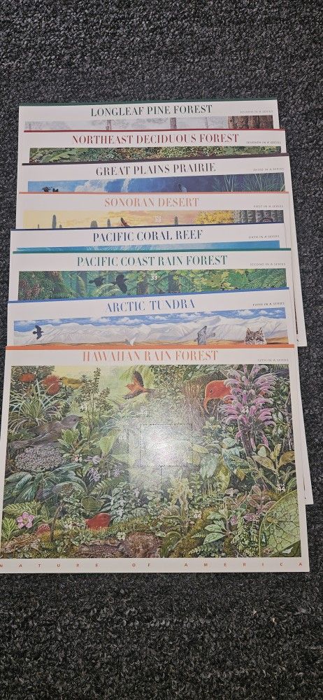 8 NATURE OF AMERICA STAMP SHEETS

