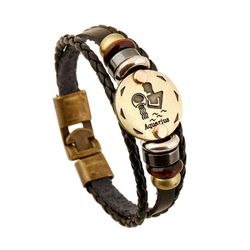 12 Constellations Multilayer Leather Bracelet, Aquarius