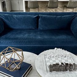 West Elm Queen Sleeper Sofa | Navy Velvet | Memory Foam
