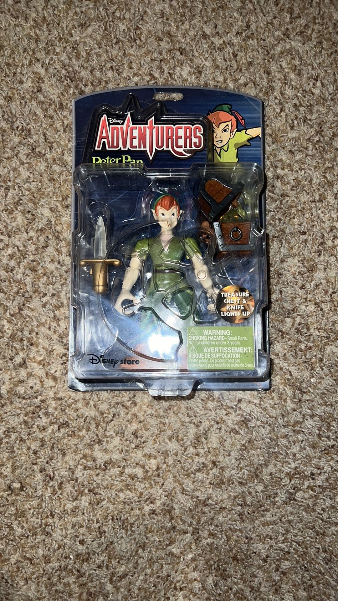 Disney Store Peter Pan Adventures Action Figure W/ Treasure Chest NEW SEALED! Corner has minor damage