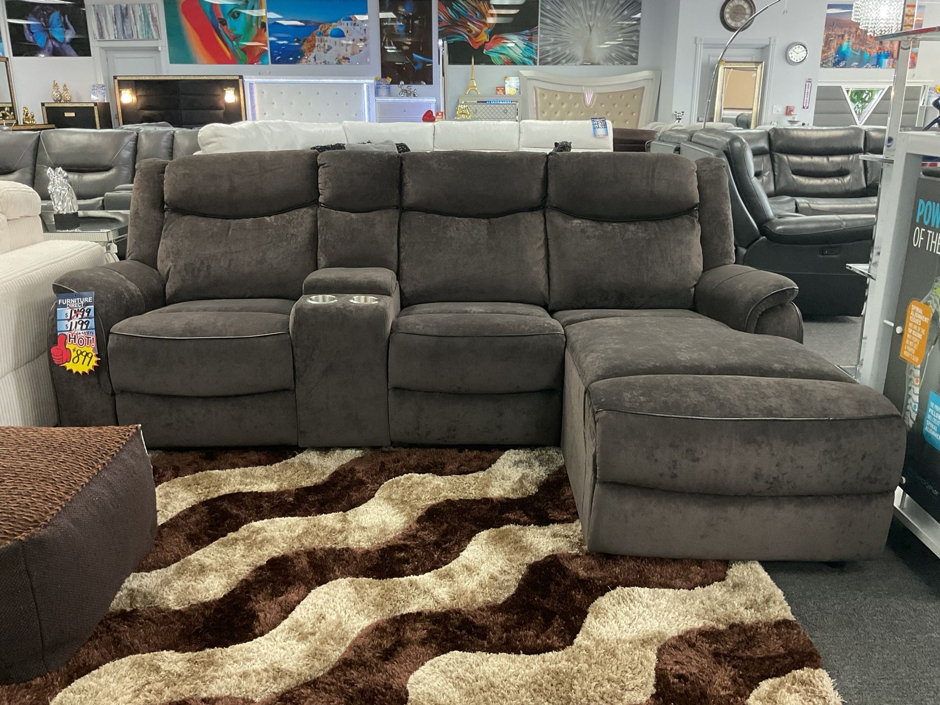 Brown Sectional Couch For Sale (Furniture Set Up)