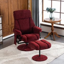 Recliner W/ Ottoman, Chair With Vibration Massage Function 