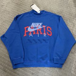 Nike Air Paris Fleece Crew Men’s Sizes Sweater Game Royal Long Sleeve Oversized