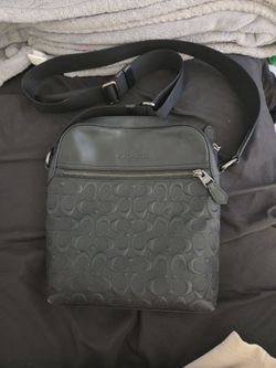 Coach Houston Flight Bag in black signature leather