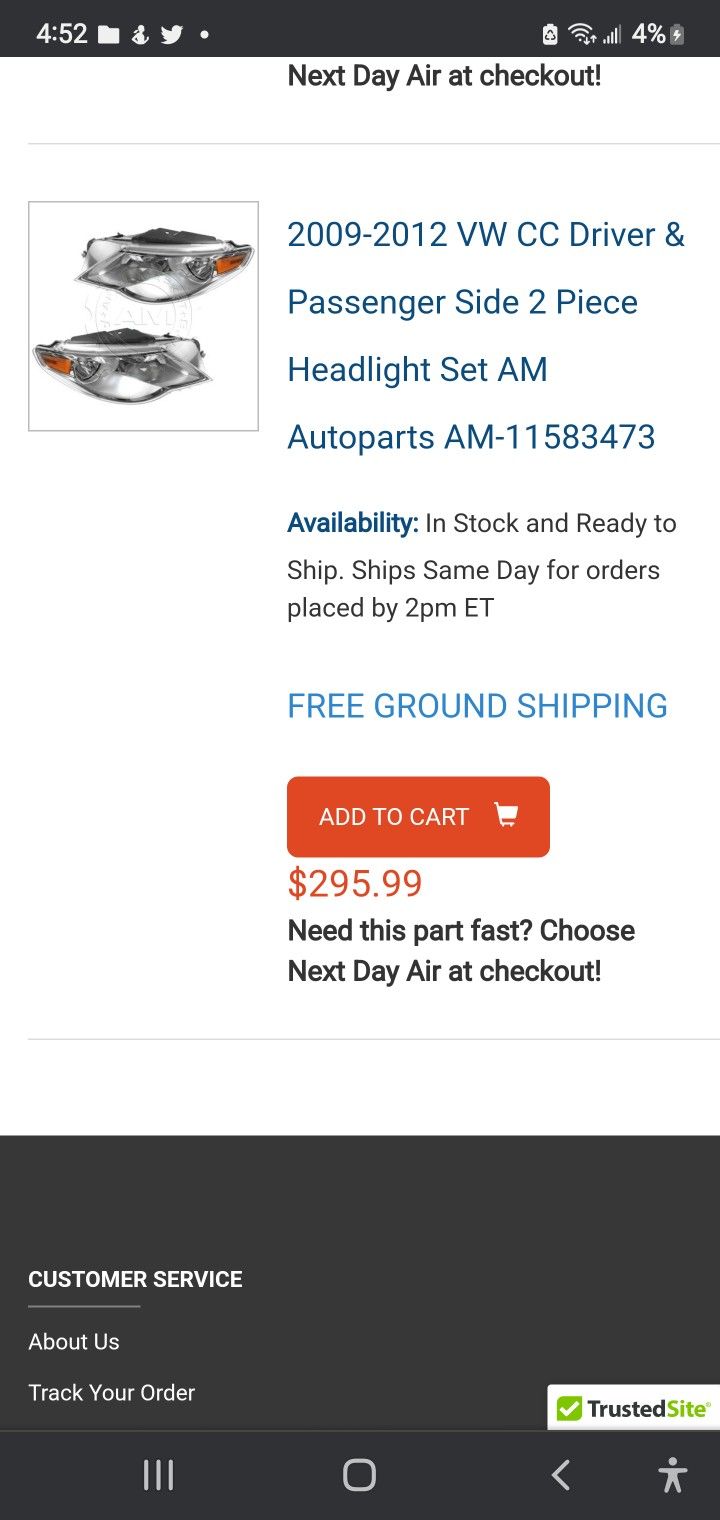 2012 Vw Cc Both Front New Headlights In Box Still