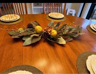Fall Wreath Centerpiece Green Gold Brown Thanksgiving Faux Floral