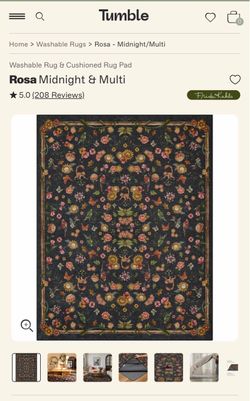 Tumble Rosa Midnight & Multi Washable Rug (Frida Kahlo Collection)