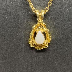 Gold Plated Opal Pendant Necklace