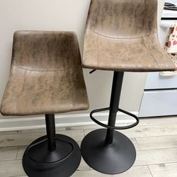 Set of 2 Industrial Rustic Style Bar Stools