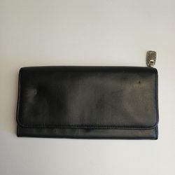 Fossil Black Leather Bi-Fold Long Organizer Wallet