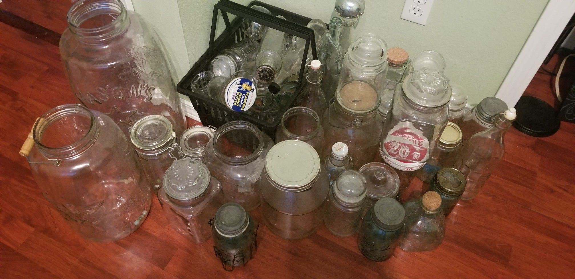 Assorted glass jars
