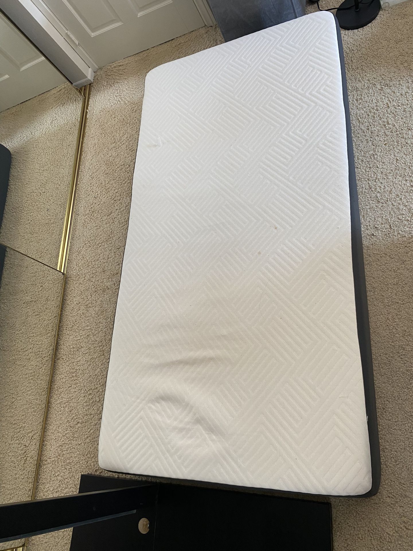 Twin Bed Frame with Mattress and Headboard