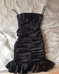 Woman's black satin dress
