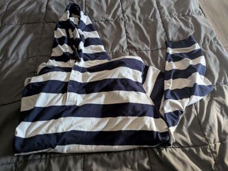 Navy and White Striped Pullover Hoodie