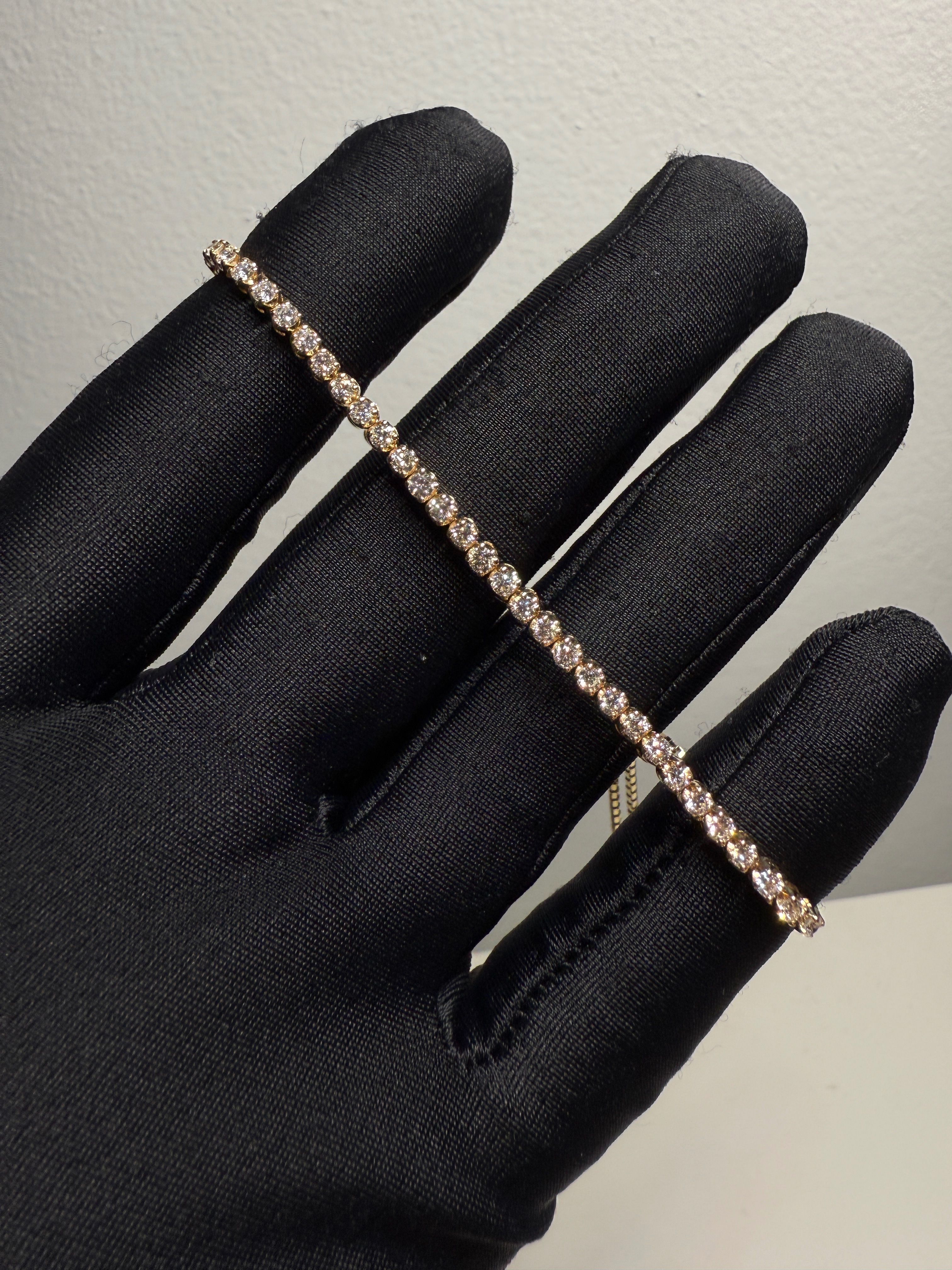 Adjustable Yellow Gold Tennis Bracelet with Lab Diamonds