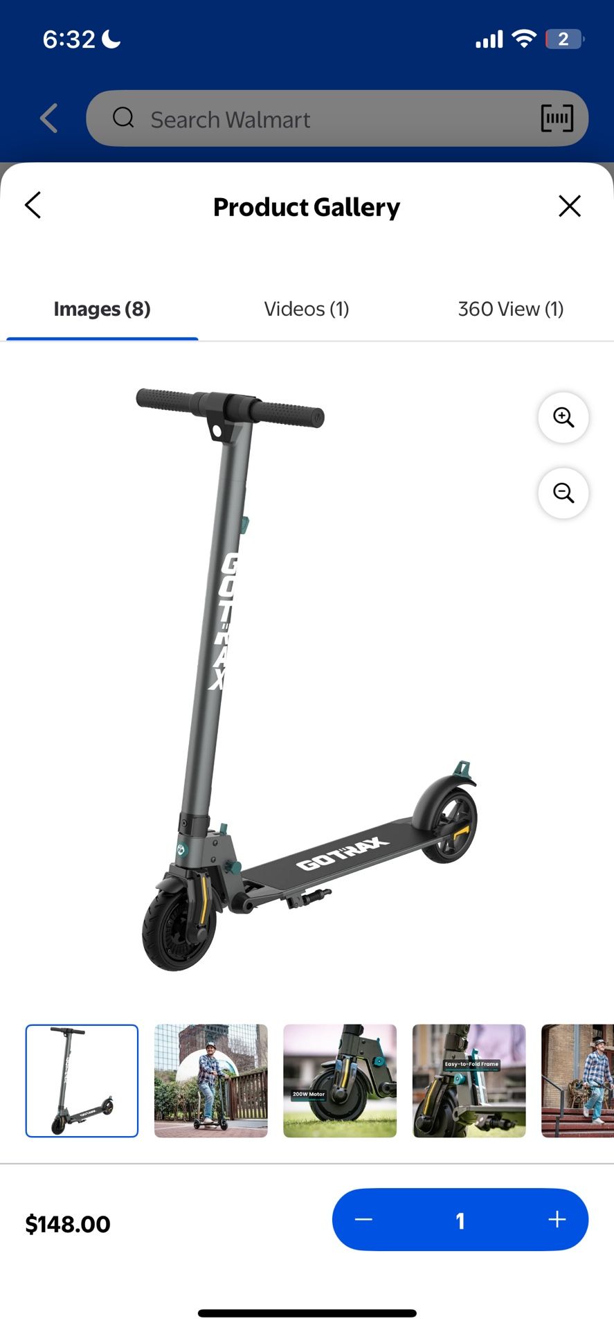 GOTRAX G2Plus Foldable Electric Scooter for Adult 6" Tires, 200W 12mph,