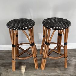 🔥 Beautiful 2pc Bamboo Bar Stool Chairs black 