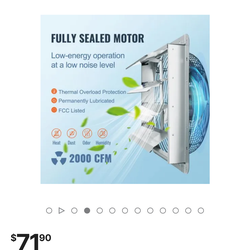 VEVOR 16'' Shutter Exhaust Fan, High-speed 2000 CFM, Aluminum Wall Mount Attic Fan with AC-motor, Ventilation and Cooling for Greenhouses, Garages, Sh