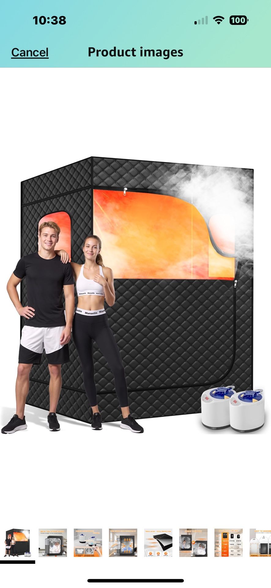 Home Spa with 2 Foldable Chairs,9 Levels of Sauna Box with Remote Control, (Black, Large)