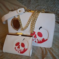 Disney  Loungefly Snow White Poison Apple Tote/ crossbow and matching wallet