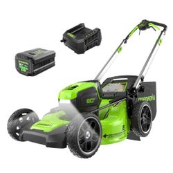 Greenworks 80V 21" Self-Propelled Cordless Lawn Mower – Brushless Motor, LED Lights,