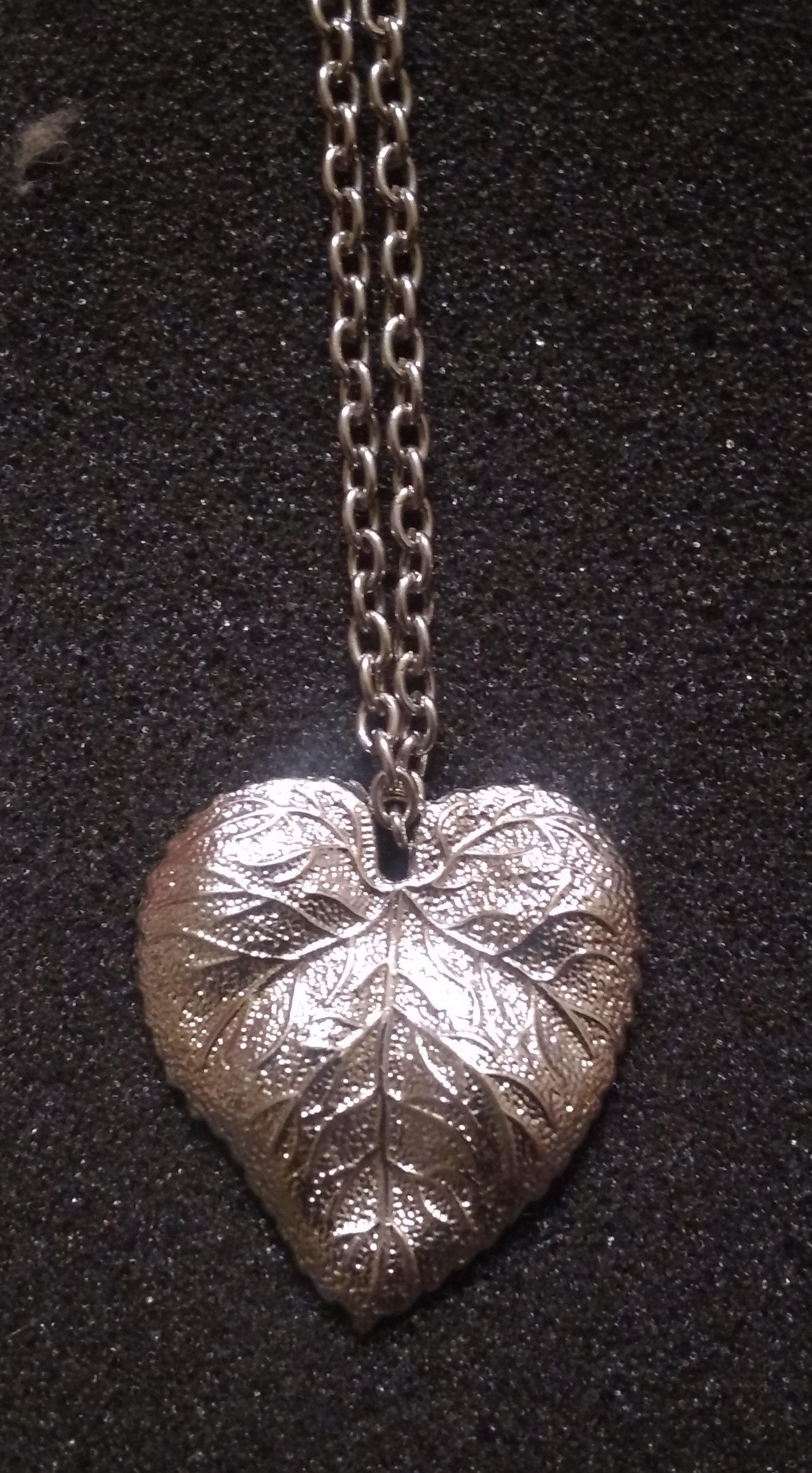Large silver leaf pendant on silver chain