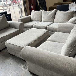 Fabric Sofas Set 4 Pieces 