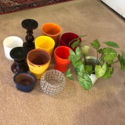 Flower pots and  candle sticks 