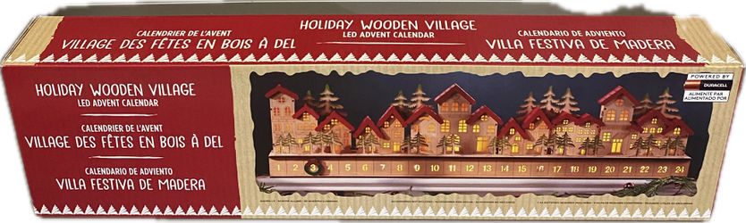 Holiday Wooden Village LED Advent Calendar, 30"x4"x8” Item 1784900