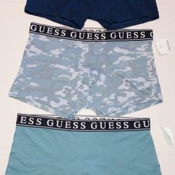 Guess Men’s Trunks Size Large, Stretch Knit Jersey Lot of 3 New Logo Underwear L